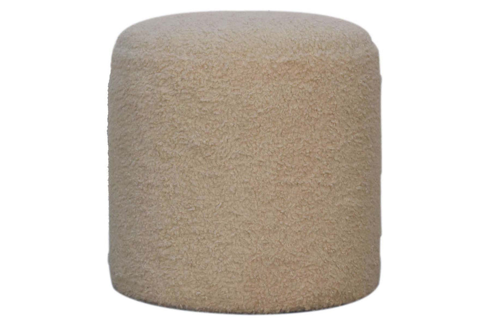 Artisan - Round Footstool in Cream, Boucle