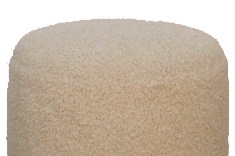 Artisan - Round Footstool in Cream, Boucle