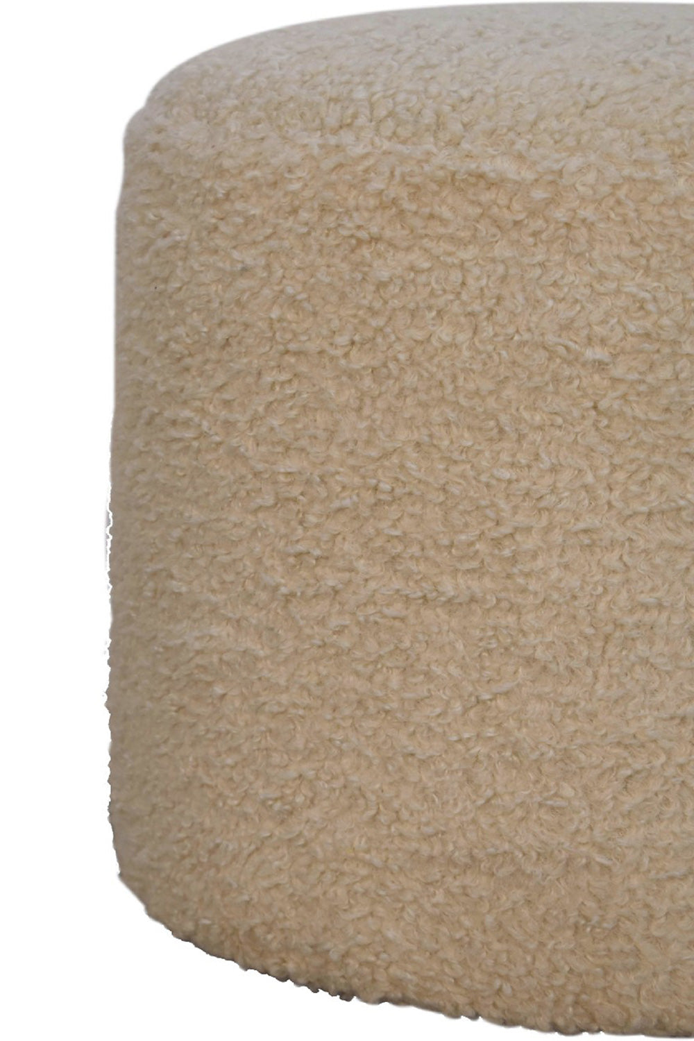 Artisan - Round Footstool in Cream, Boucle
