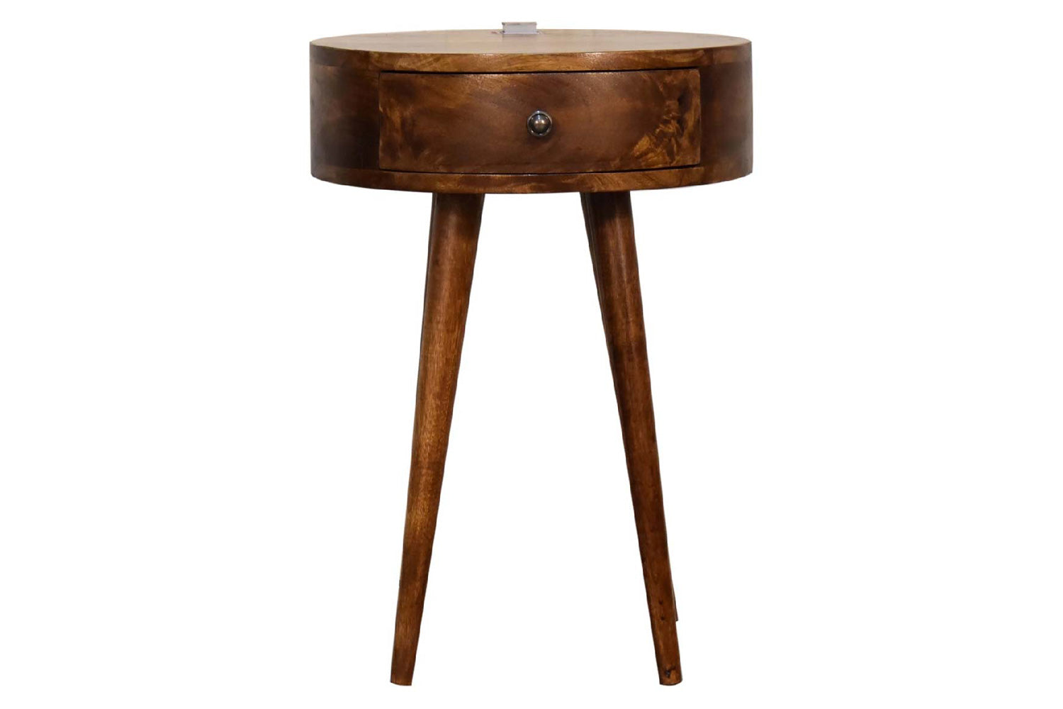 Artisan - Single Rounded Bedside Table with Reading Light in Chestnut