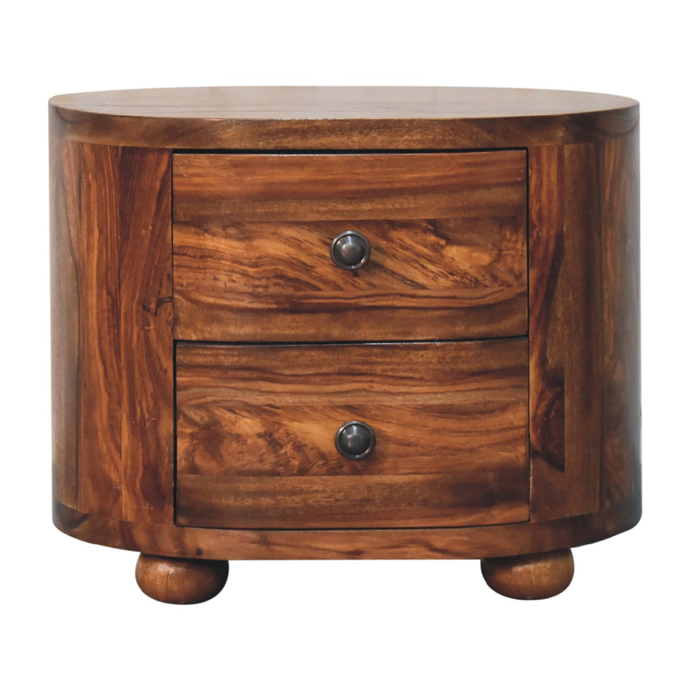 Artisan - Round Nightstand with Bun Feet in Honey