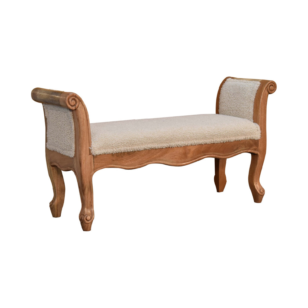 Artisan - French Style Bench in Cream, Boucle