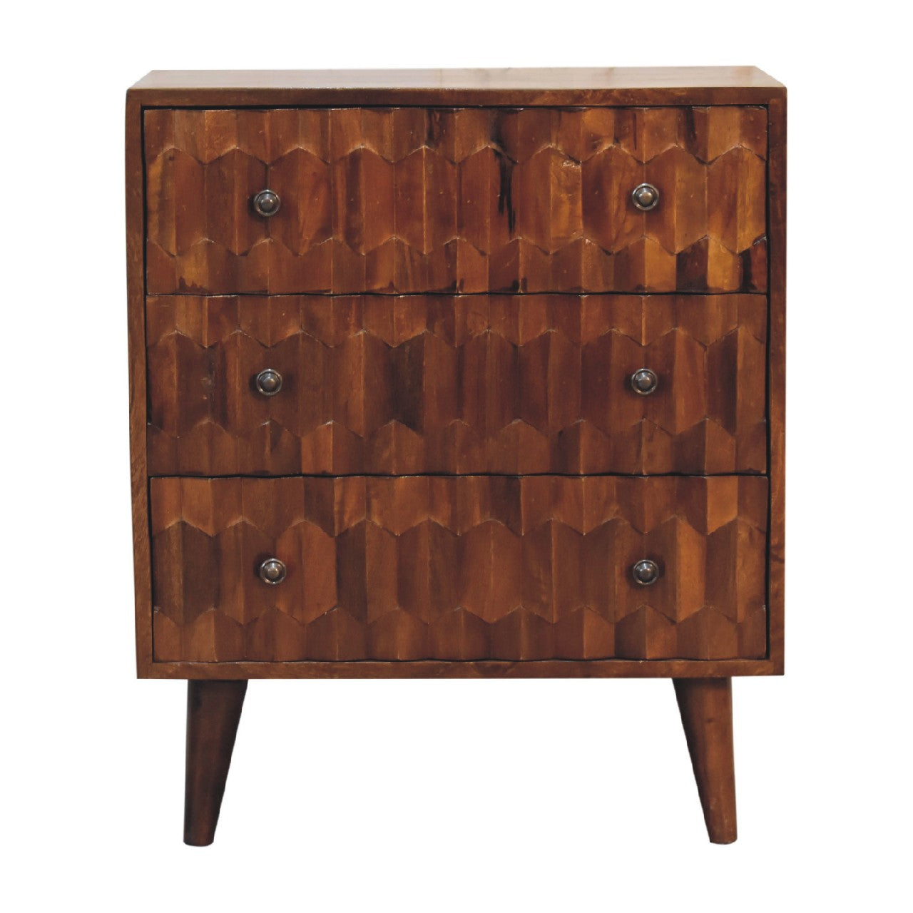 Artisan - Pineapple Carved Chest in Chestnut, Mango Wood