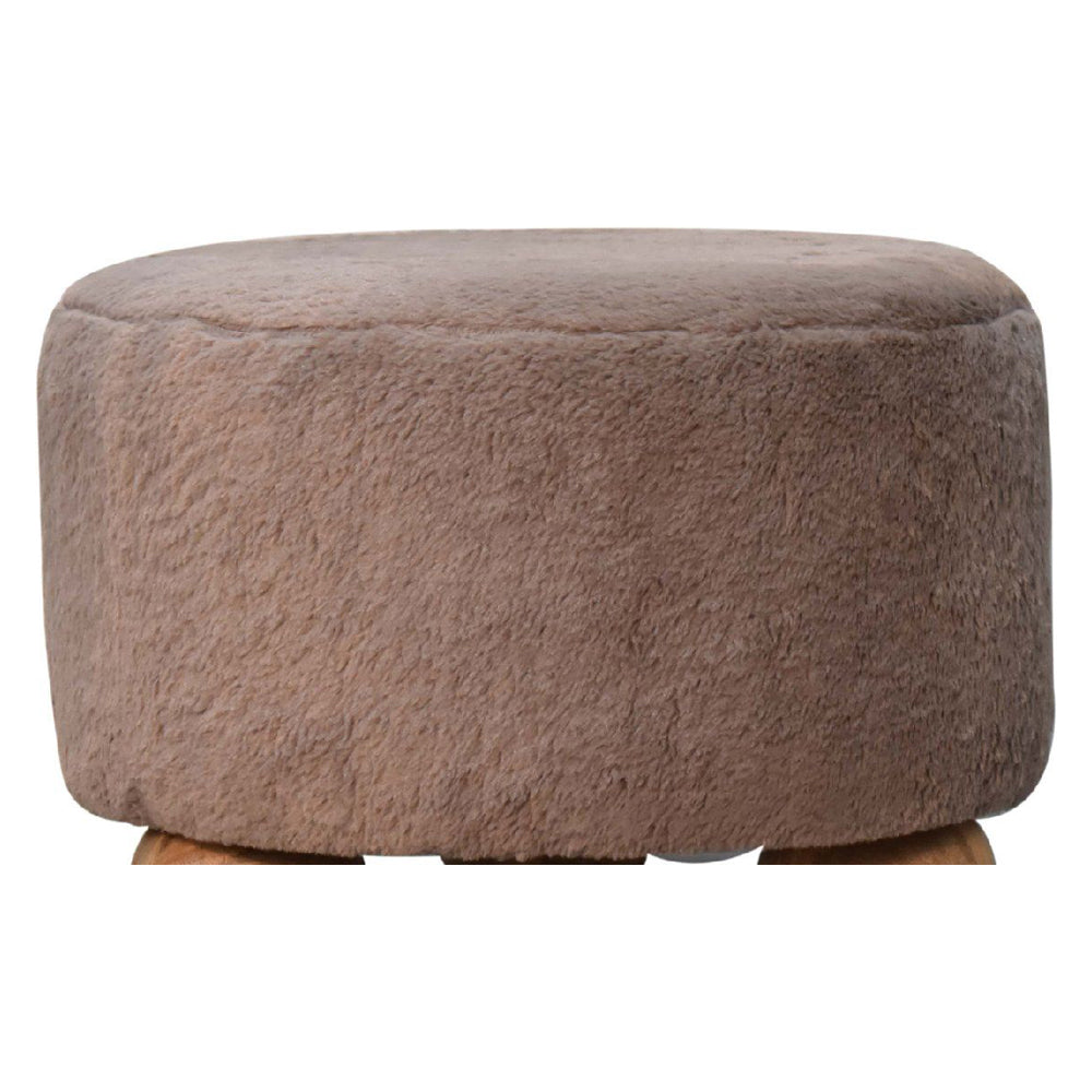 Artisan - Mocha Faux Fur Round Ball Footstool