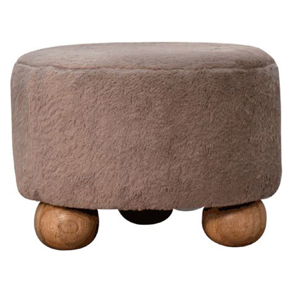 Artisan - Mocha Faux Fur Round Ball Footstool
