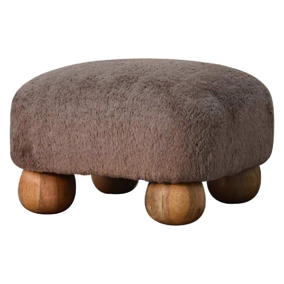 Artisan - Mocha Faux Fur Nordic Footstool