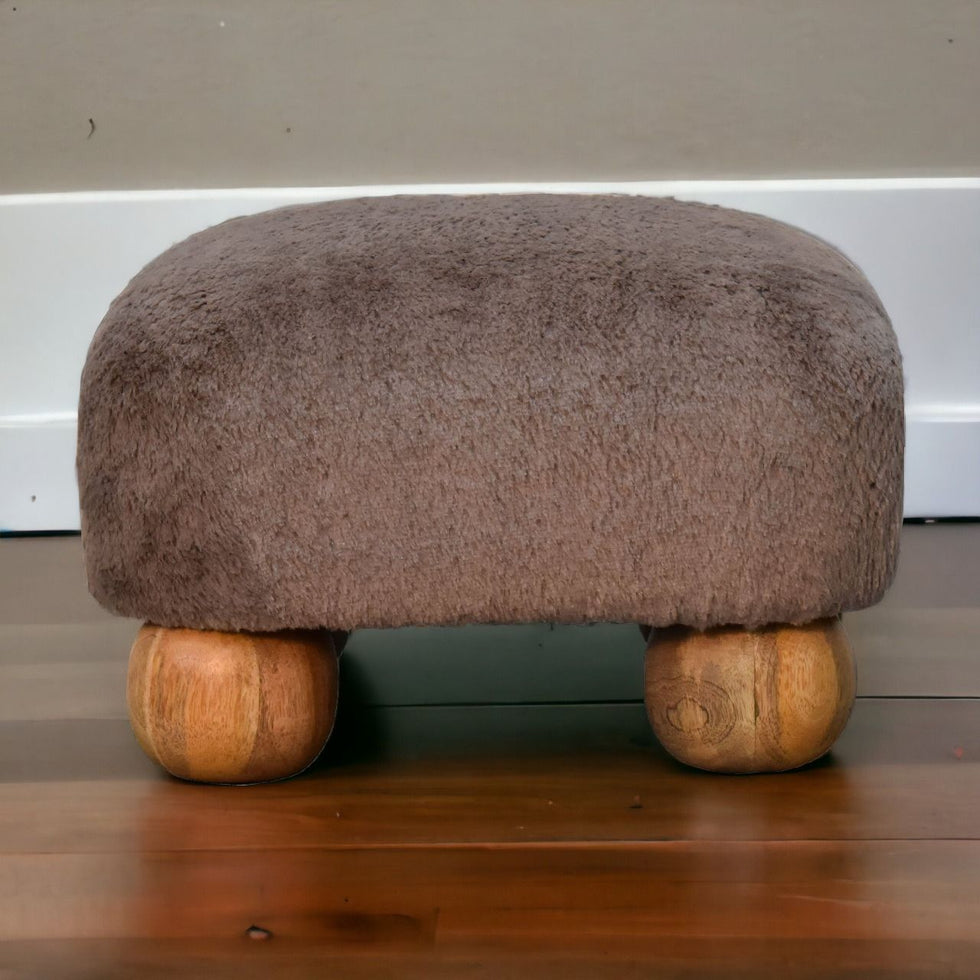 Artisan - Mocha Faux Fur Nordic Footstool