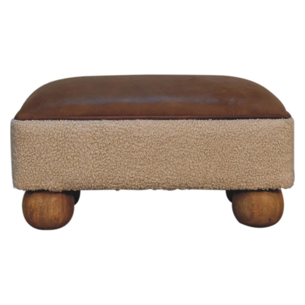Artisan - Vintage Leather Boucle Ball Footstool