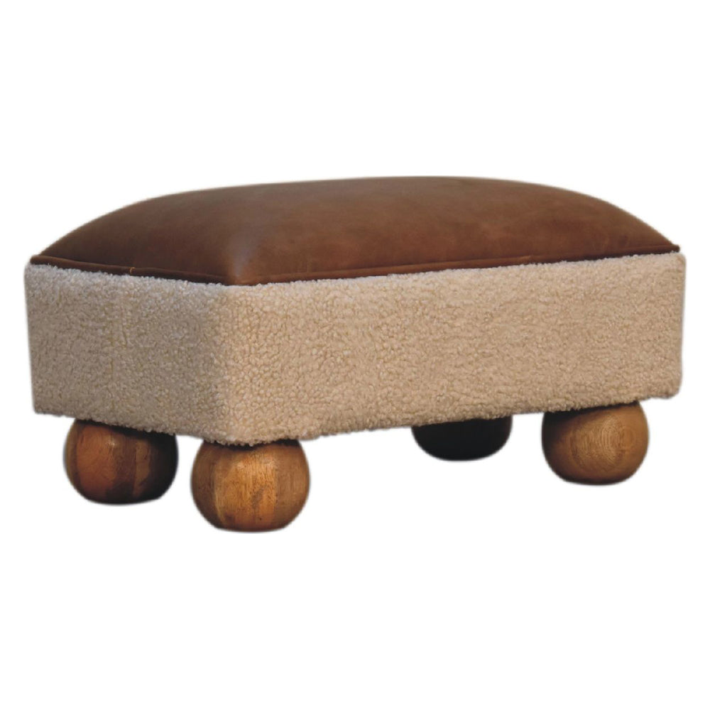 Artisan - Vintage Leather Boucle Ball Footstool