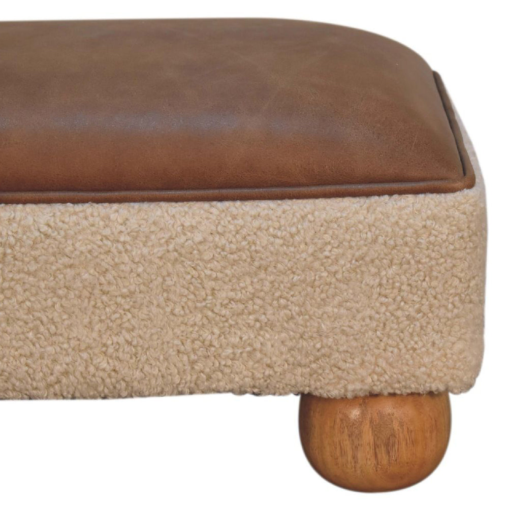 Artisan - Vintage Leather Boucle Ball Footstool
