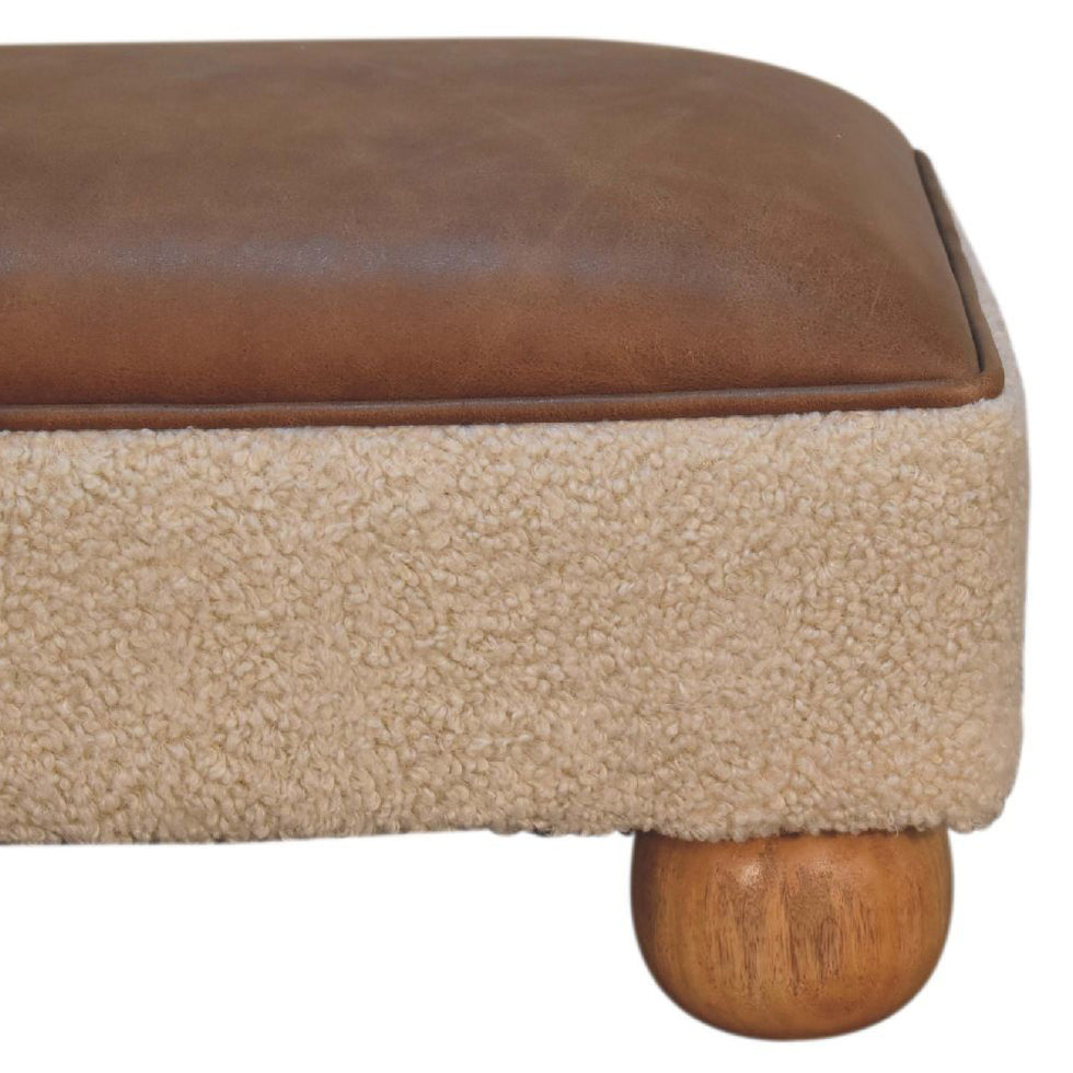 Artisan - Vintage Leather Boucle Ball Footstool