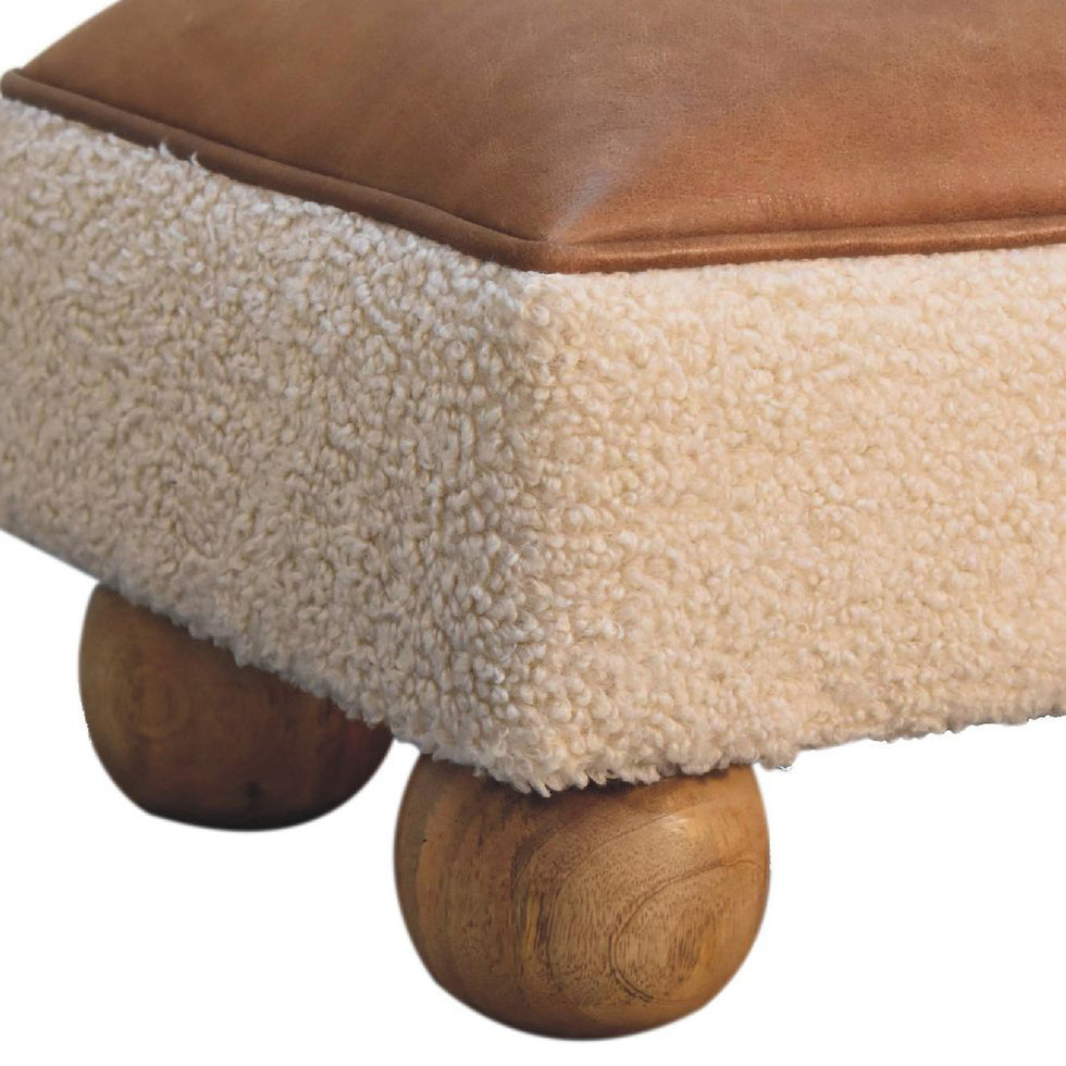 Artisan - Vintage Leather Boucle Ball Footstool