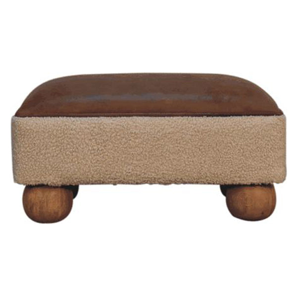 Artisan - Vintage Leather Boucle Ball Footstool