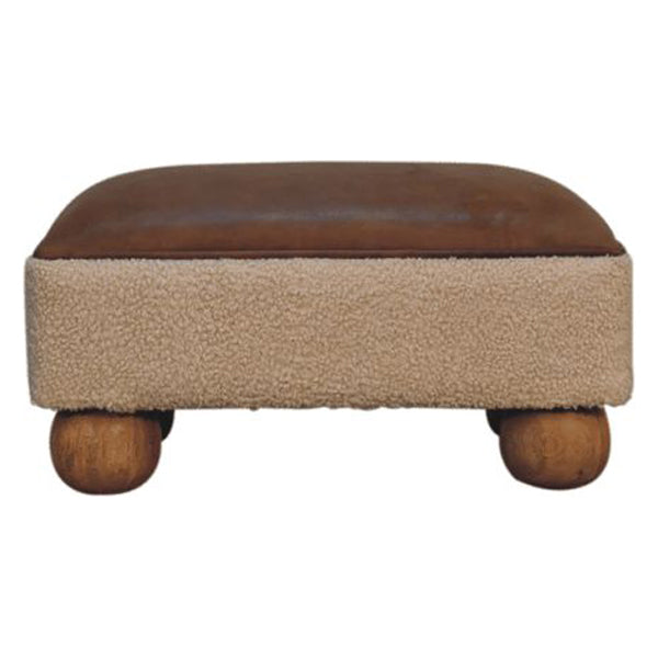Artisan - Vintage Leather Boucle Ball Footstool