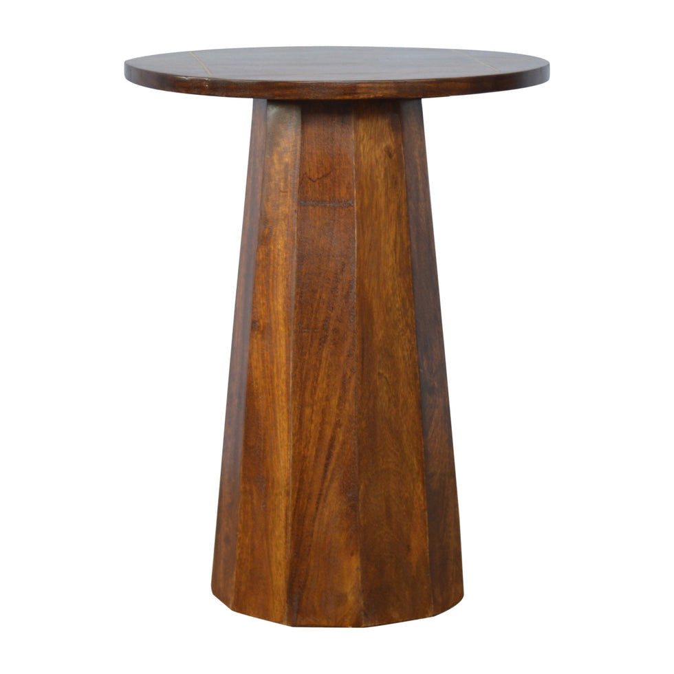 Artisan - Geometric Inlay End Table in Chestnut, Brass