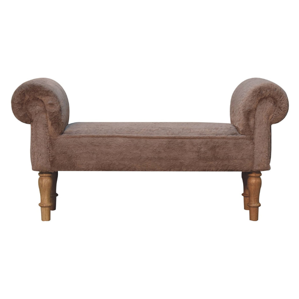 Artisan - Bedroom Bench in Mocha, Faux Fur