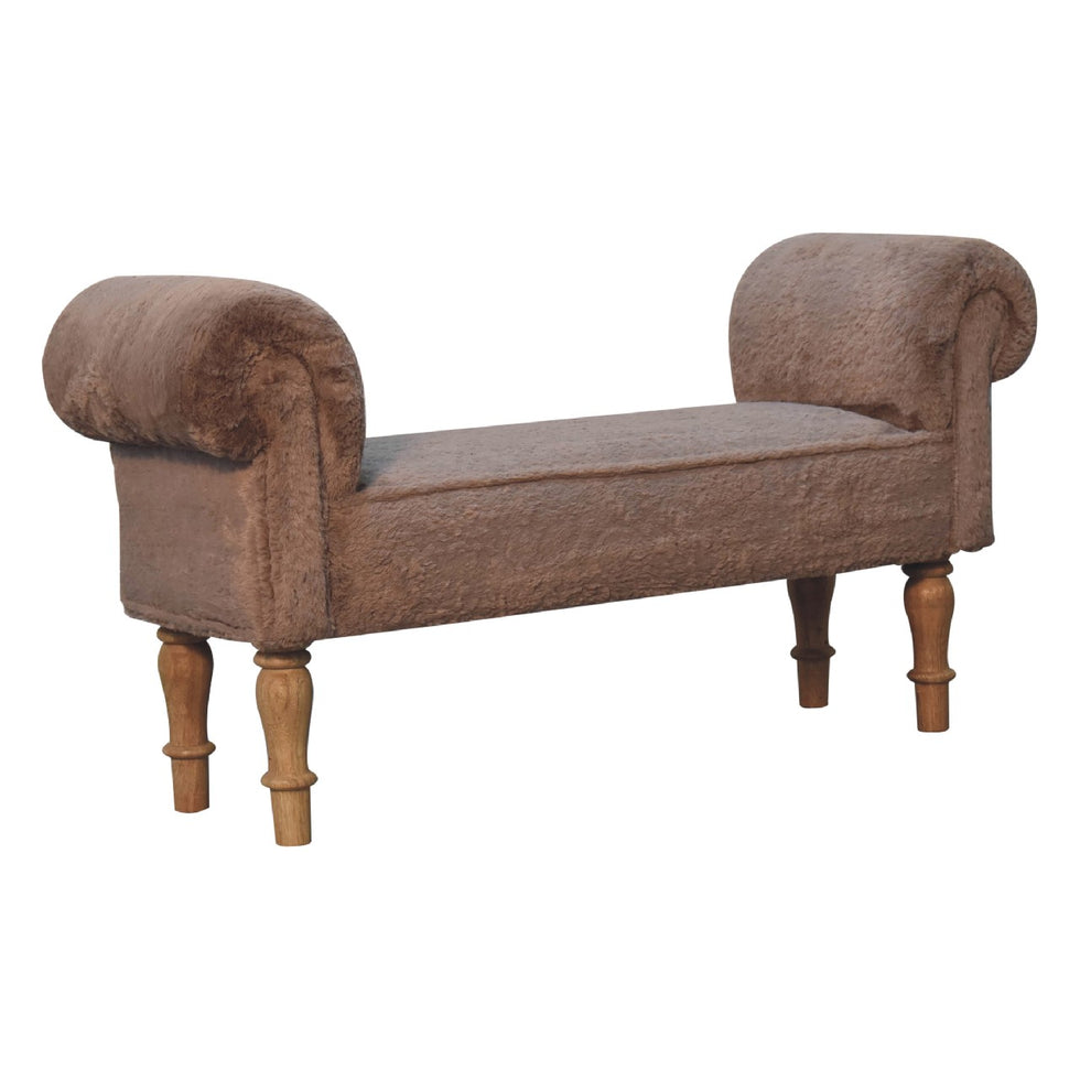Artisan - Bedroom Bench in Mocha, Faux Fur