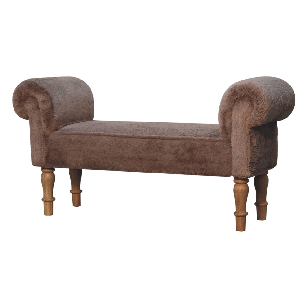 Artisan - Bedroom Bench in Mocha, Faux Fur