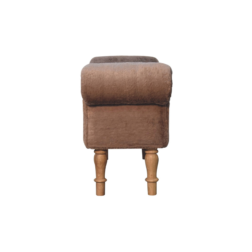 Artisan - Bedroom Bench in Mocha, Faux Fur