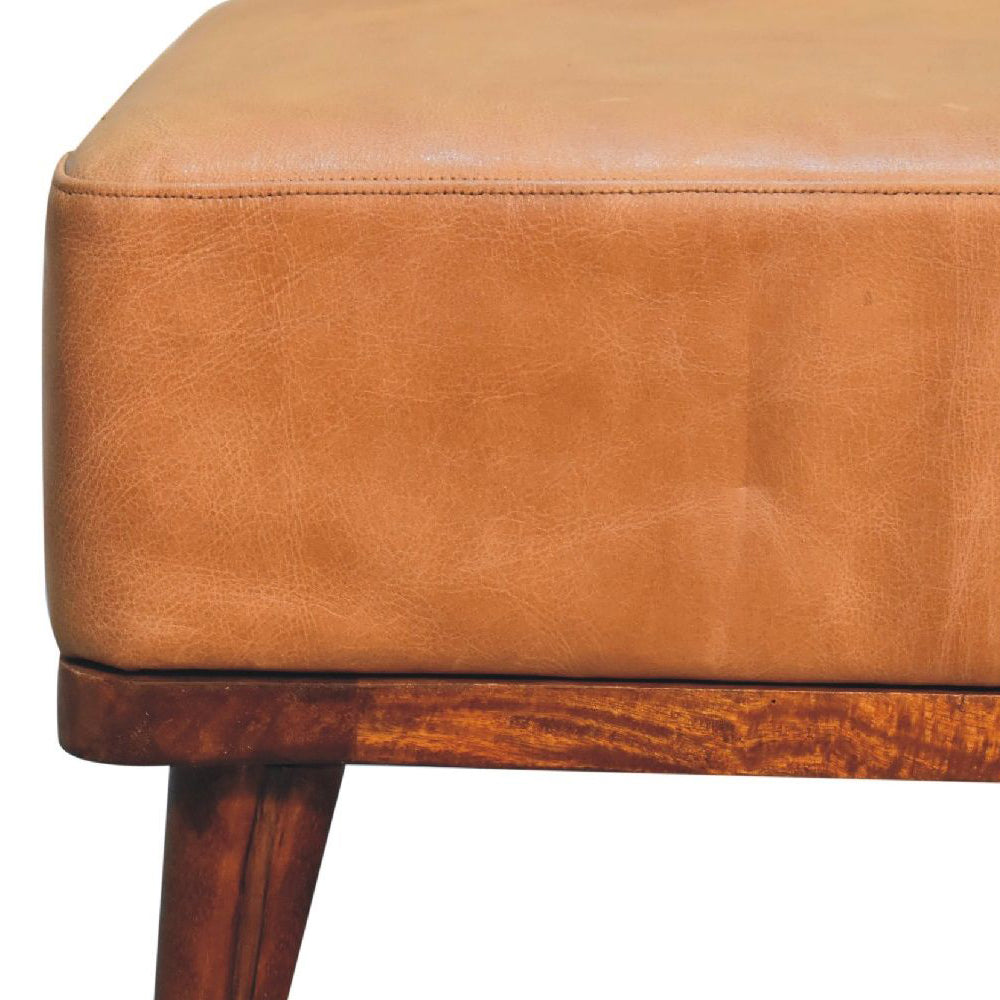 Artisan - Tan Buffalo Leather Tan Footstool