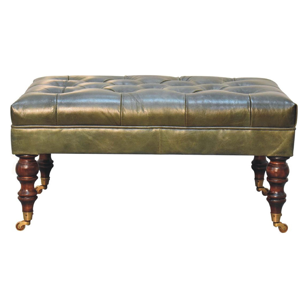 Artisan - Buffalo Leather Ottoman With Castor Legs