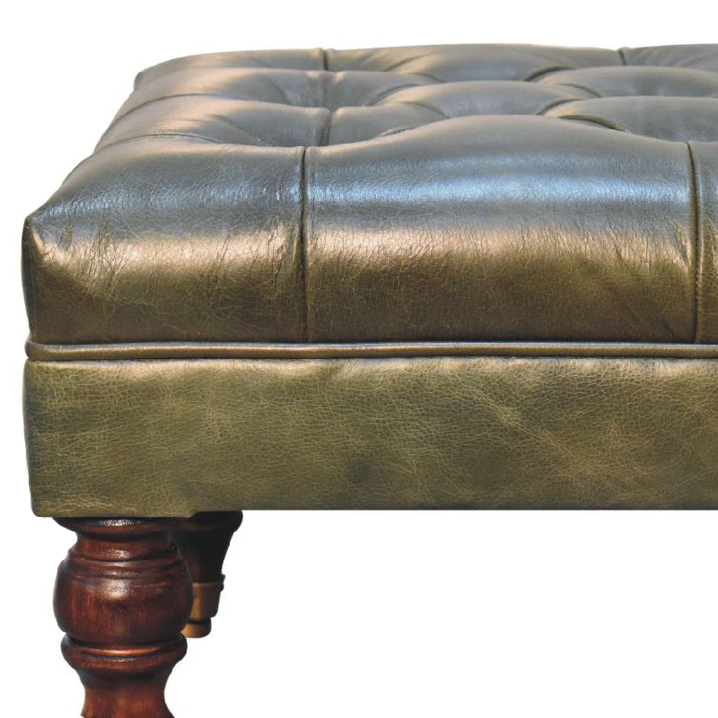 Artisan - Buffalo Leather Ottoman With Castor Legs