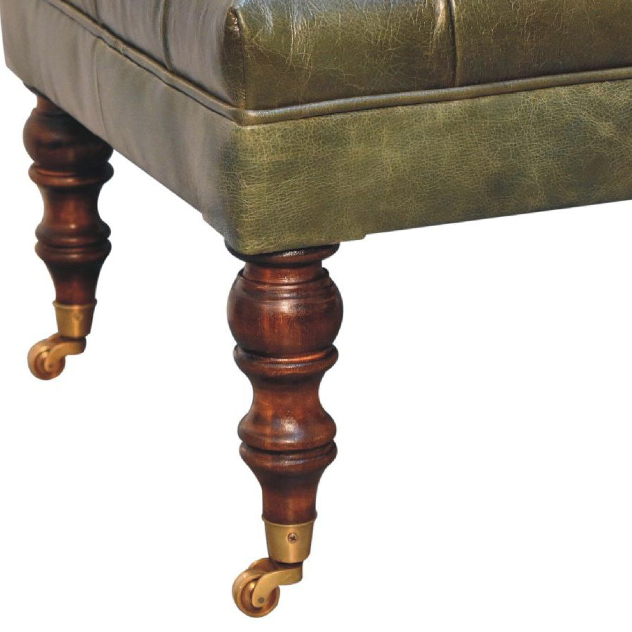 Artisan - Buffalo Leather Ottoman With Castor Legs