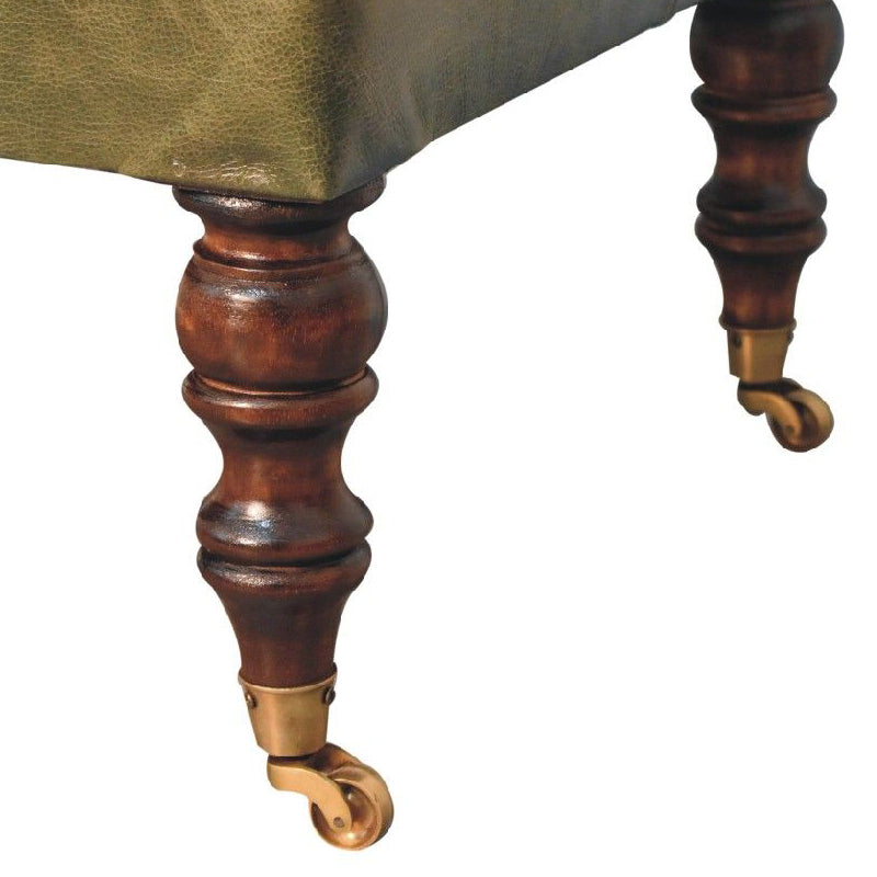 Artisan - Buffalo Leather Ottoman With Castor Legs