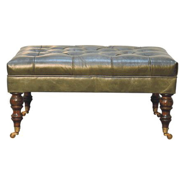 Artisan - Buffalo Leather Ottoman With Castor Legs