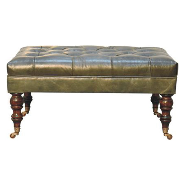 Artisan - Buffalo Leather Ottoman With Castor Legs