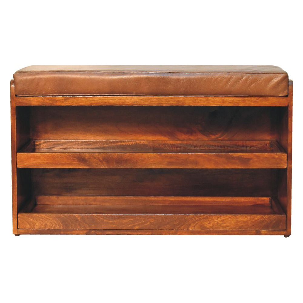 Artisan - Buffalo Hide Pull Out Shoe Storage Bench