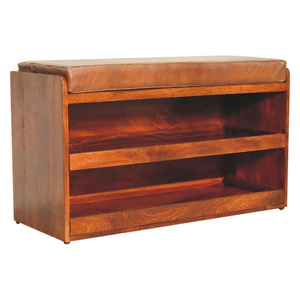 Artisan - Buffalo Hide Pull Out Shoe Storage Bench