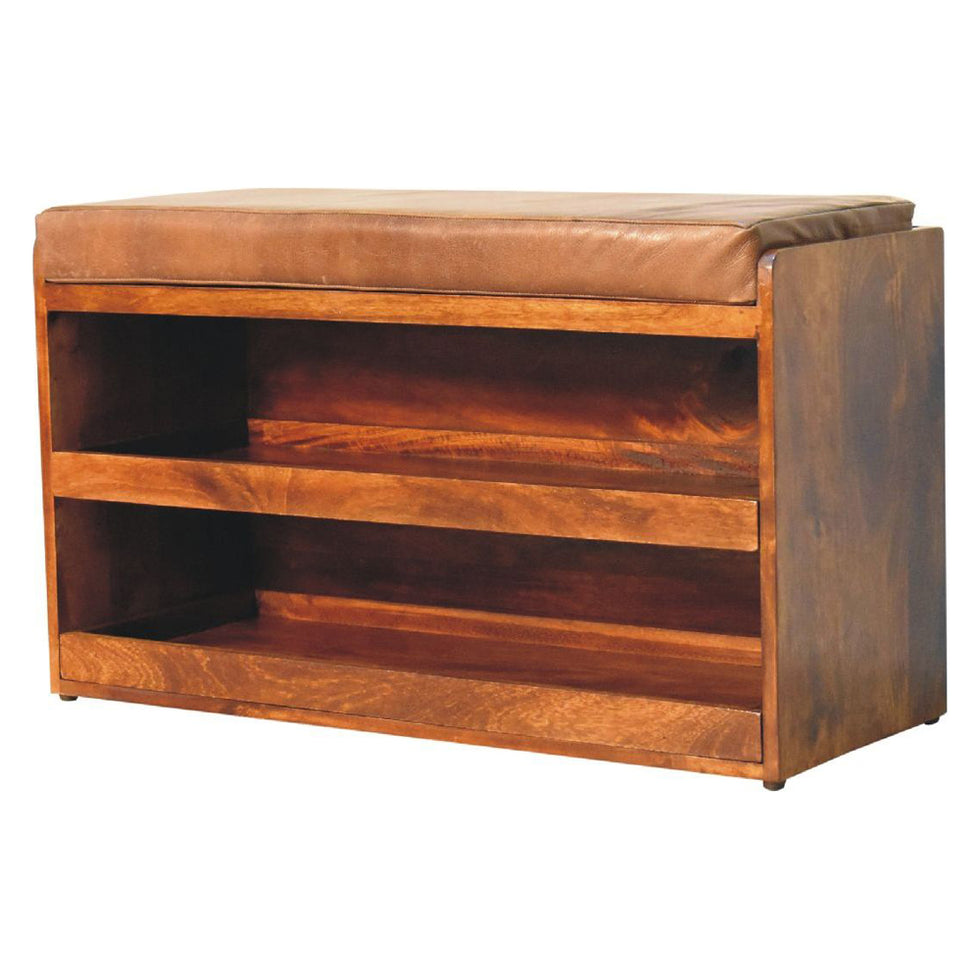 Artisan - Buffalo Hide Pull Out Shoe Storage Bench
