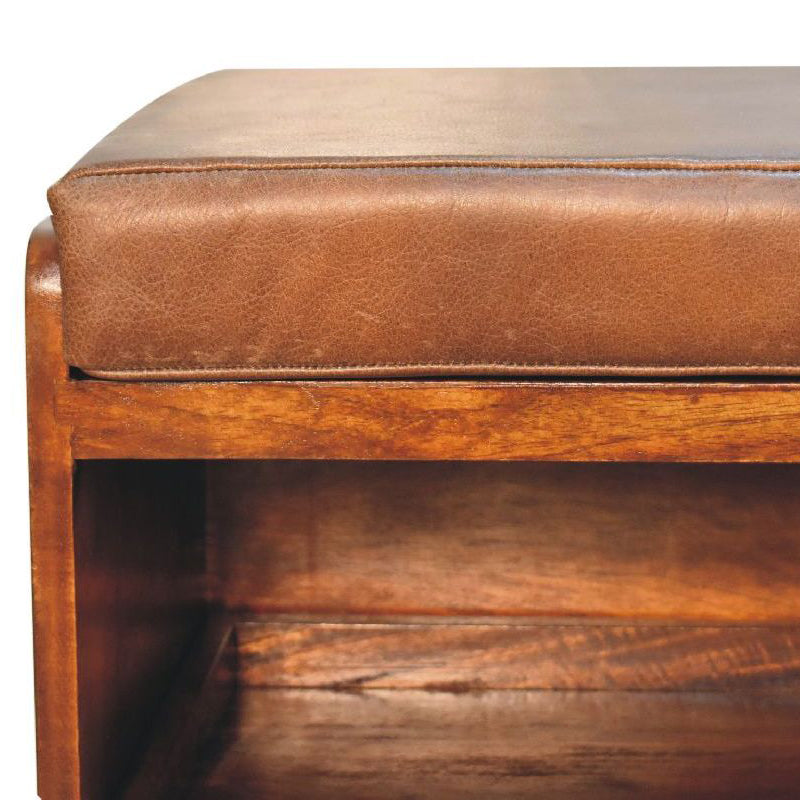 Artisan - Buffalo Hide Pull Out Shoe Storage Bench