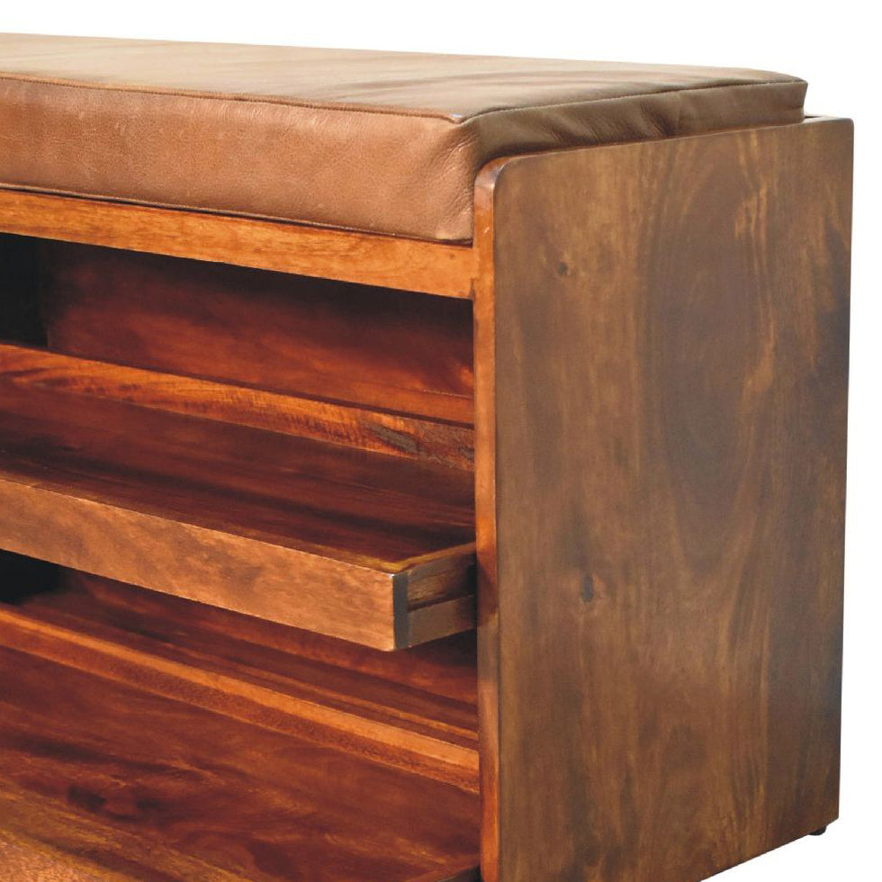 Artisan - Buffalo Hide Pull Out Shoe Storage Bench