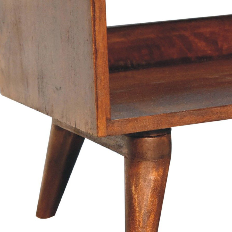 Artisan - Chestnut Bench With Brown Leather Seatpad