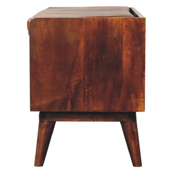 Artisan - Chestnut Bench With Brown Leather Seatpad