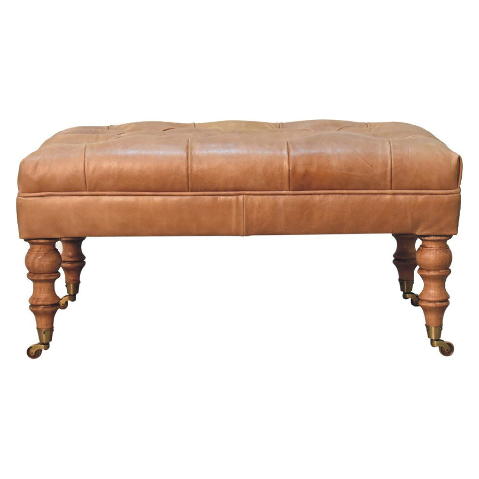 Artisan - Buffalo Leather Ottoman With Castor Legs