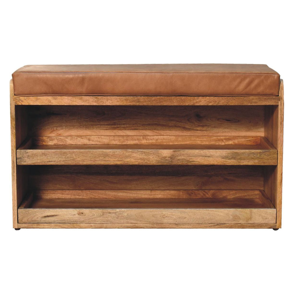 Artisan - Buffalo Hide Pull Out Shoe Storage Bench
