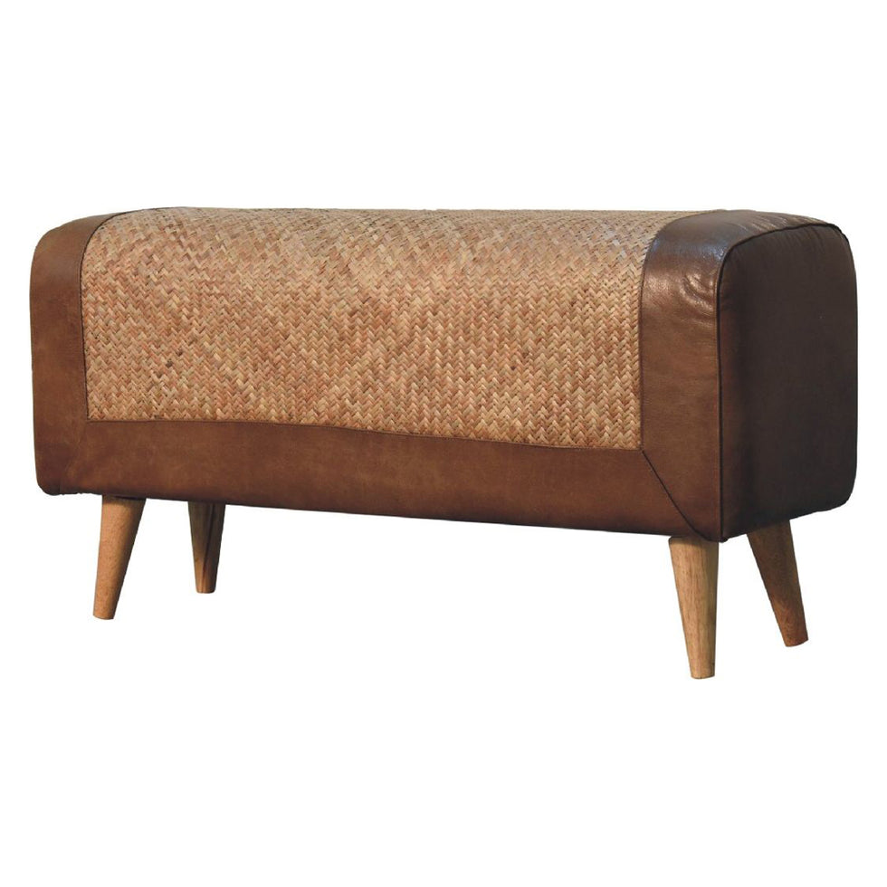 Artisan - Large Seagrass Buffalo Hide Nordic Bench