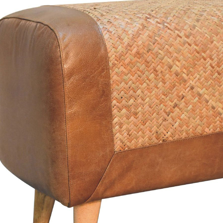 Artisan - Large Seagrass Buffalo Hide Nordic Bench