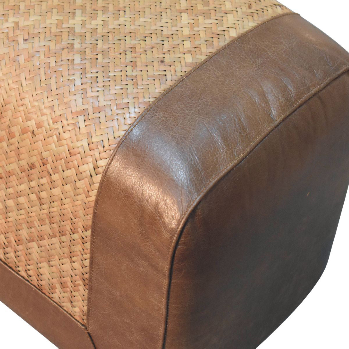 Artisan - Large Seagrass Buffalo Hide Nordic Bench