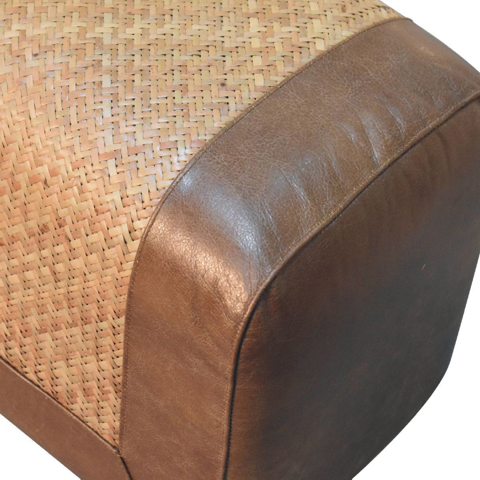 Artisan - Large Seagrass Buffalo Hide Nordic Bench