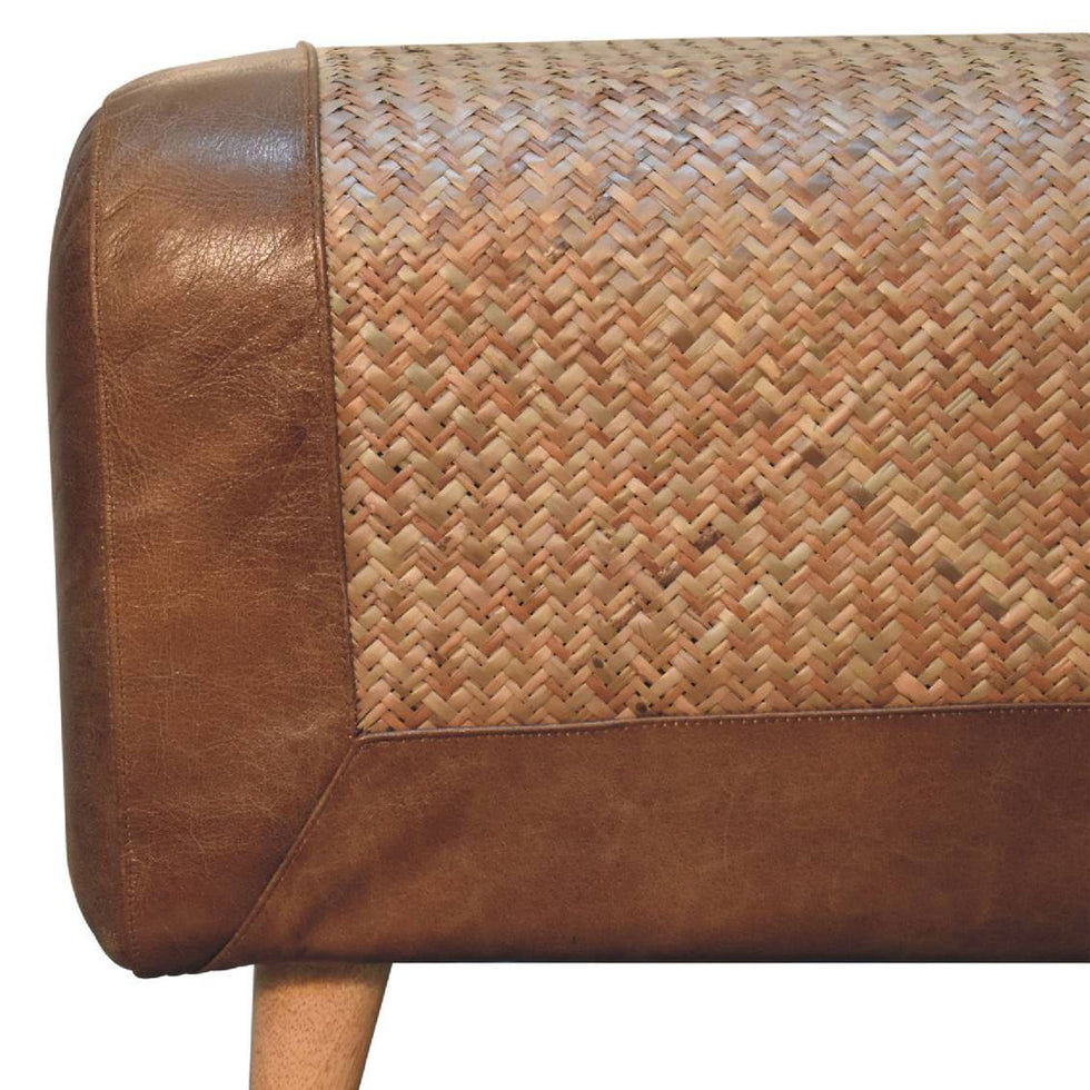 Artisan - Large Seagrass Buffalo Hide Nordic Bench