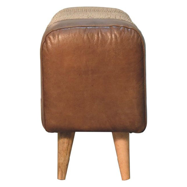 Artisan - Large Seagrass Buffalo Hide Nordic Bench