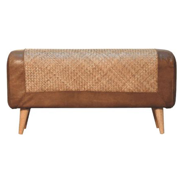 Artisan - Large Seagrass Buffalo Hide Nordic Bench