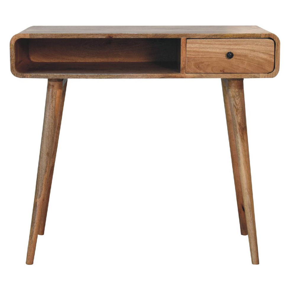 Artisan - Curved Oak-Ish Writing Desk