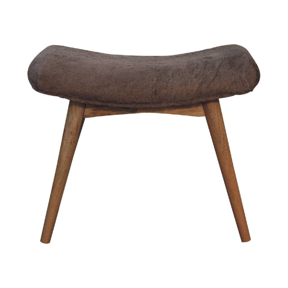 Artisan - Curved Bench in Mocha, Faux Fur