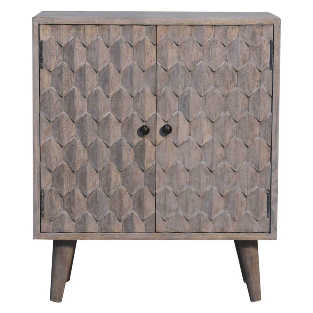 Artisan - Mini Pineapple Carved Stone Finish Cabinet