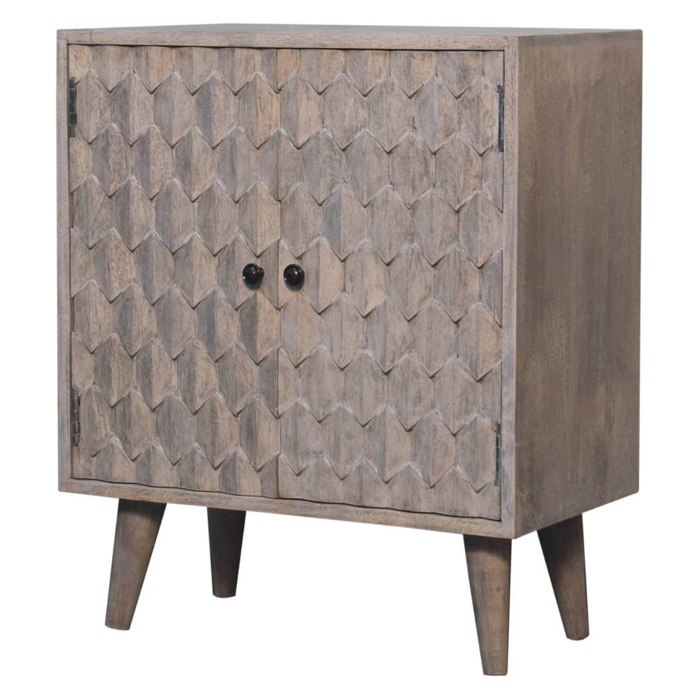 Artisan - Mini Pineapple Carved Stone Finish Cabinet